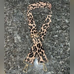 Leopard Print Canvas Adjustable Crossbody Strap Pink & Black with Gold Hardware
